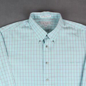 Paul Fredrick Shirt Mens 17.5-33 Blue Gray Cotton Button Down Long Sleeve